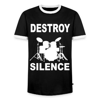 Drums drummer musical instrument band - Men's Ringer Shirt - black/white - Front - AI Model Female 172 light (172cm) & AI Model Male 178 light (178cm)