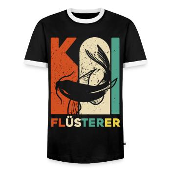 Koi Fan - Lustiges Retro Koi Flüsterer - Geschenki - Männer Kontrast-T-Shirt - Schwarz/Weiß - Vorne - AI Model Female 172 light (172cm) & AI Model Male 178 light (178cm)