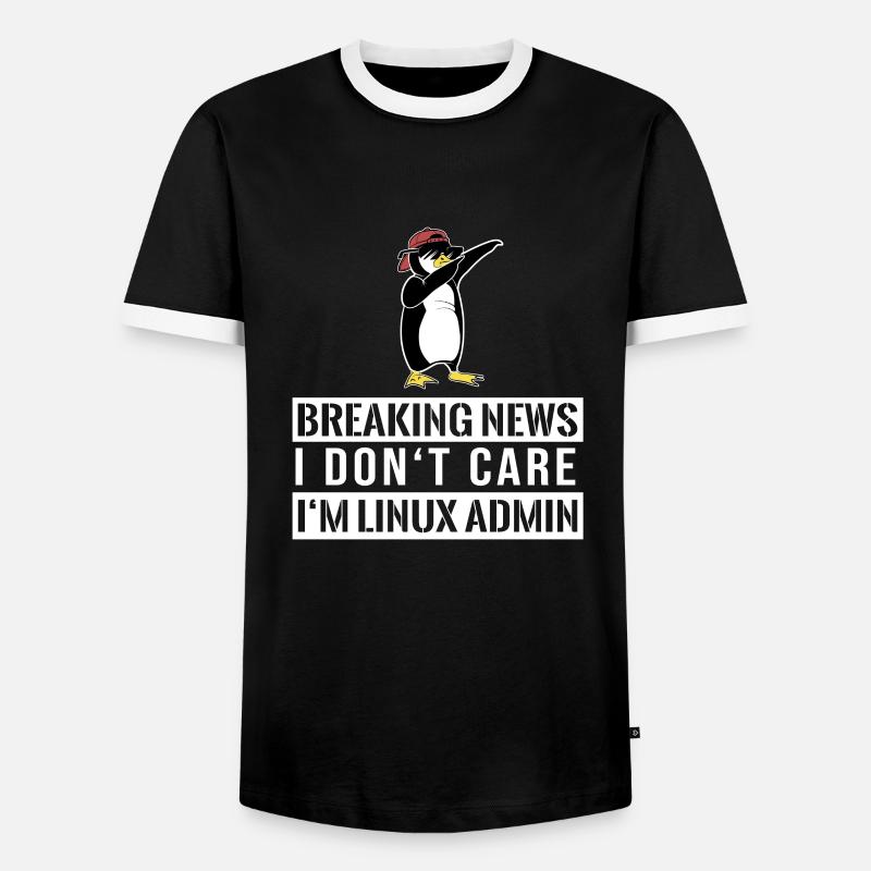 IT nerd Linux Linux penguin geek ingénieur logiciel - T-shirt contrasté Homme - noir/blanc