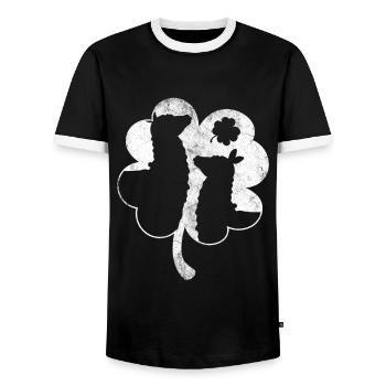 lama - Men's Ringer Shirt - black/white - Front - AI Model Female 172 light (172cm) & AI Model Male 178 light (178cm)