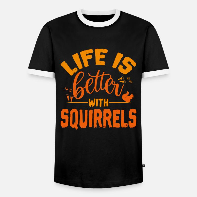 squirrel - Men's Ringer Shirt - black/white