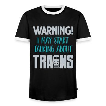 Trains - Men's Ringer Shirt - black/white - Front - AI Model Female 172 light (172cm) & AI Model Male 178 light (178cm)