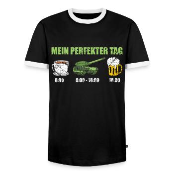 Panzerfahrer Panzer Kampfwagen Bundeswehr - Männer Kontrast-T-Shirt - Schwarz/Weiß - Vorne - AI Model Female 172 light (172cm) & AI Model Male 178 light (178cm)