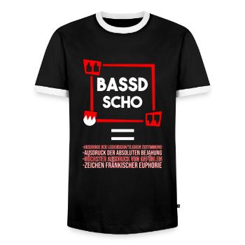 Franken Bassd Scho Erklärung - Männer Kontrast-T-Shirt - Schwarz/Weiß - Vorne - AI Model Female 172 light (172cm) & AI Model Male 178 light (178cm)