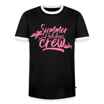 Summer vacation trip summer vacation trip - Men's Ringer Shirt - black/white - Front - AI Model Female 172 light (172cm) & AI Model Male 178 light (178cm)