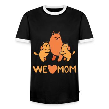 Katze, Katzen, Ich liebe Katzen, Kätzchen - Männer Kontrast-T-Shirt - Schwarz/Weiß - Vorne - AI Model Female 172 light (172cm) & AI Model Male 178 light (178cm)