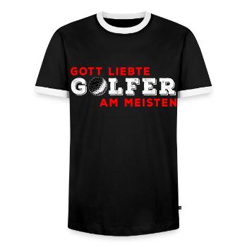 God Loves Golfers Best - Golfsport - Männer Kontrast-T-Shirt - Schwarz/Weiß - Vorne - AI Model Female 172 light (172cm) & AI Model Male 178 light (178cm)