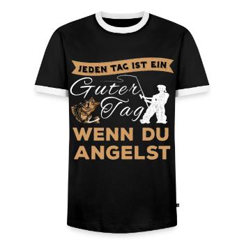 Jeden Tag Ist Ein Guter Tag - Hochseeangeln - Männer Kontrast-T-Shirt - Schwarz/Weiß - Vorne - AI Model Female 172 light (172cm) & AI Model Male 178 light (178cm)