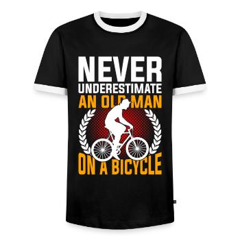 Bicycle old man - Men's Ringer Shirt - black/white - Front - AI Model Female 172 light (172cm) & AI Model Male 178 light (178cm)