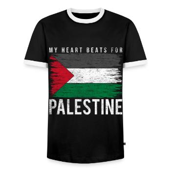 Palästina - Männer Kontrast-T-Shirt - Schwarz/Weiß - Vorne - AI Model Female 172 light (172cm) & AI Model Male 178 light (178cm)