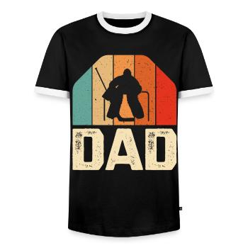 Joueur de hockey sur glace Gardien Papa Cadeaux pour la fête des pères - T-shirt contrasté Homme - noir/blanc - Devant - AI Model Female 172 light (172cm) & AI Model Male 178 light (178cm)
