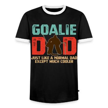 Joueur de hockey sur glace Gardien Papa Cadeaux pour la fête des pères - T-shirt contrasté Homme - noir/blanc - Devant - AI Model Female 172 light (172cm) & AI Model Male 178 light (178cm)