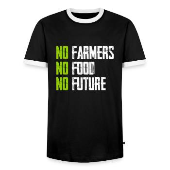 No Farmers - No Food - No Future - Farmer Farmer - Men's Ringer Shirt - black/white - Front - AI Model Female 172 light (172cm) & AI Model Male 178 light (178cm)