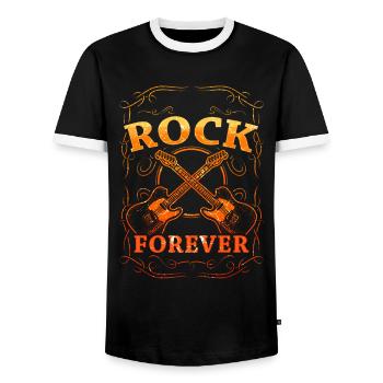 Cadeau de guitare rock légende rock and roll - T-shirt contrasté Homme - noir/blanc - Devant - AI Model Female 172 light (172cm) & AI Model Male 178 light (178cm)