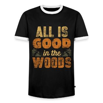 Wald - Männer Kontrast-T-Shirt - Schwarz/Weiß - Vorne - AI Model Female 172 light (172cm) & AI Model Male 178 light (178cm)