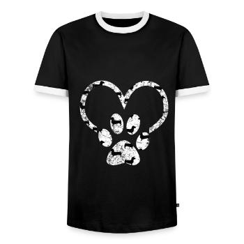 Empreinte de teckel - T-shirt contrasté Homme - noir/blanc - Devant - AI Model Female 172 light (172cm) & AI Model Male 178 light (178cm)