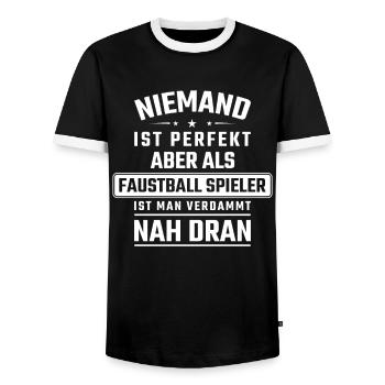 Faustball lustige Sprüche - Männer Kontrast-T-Shirt - Schwarz/Weiß - Vorne - AI Model Female 172 light (172cm) & AI Model Male 178 light (178cm)