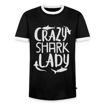 shark - Men's Ringer Shirt - black/white - Front - AI Model Female 172 light (172cm) & AI Model Male 178 light (178cm)