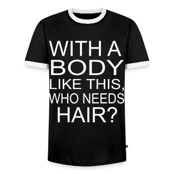 Avec un corps comme ça, qui a besoin de cheveux? Homme chauve - T-shirt contrasté Homme - noir/blanc - Devant - AI Model Female 172 light (172cm) & AI Model Male 178 light (178cm)