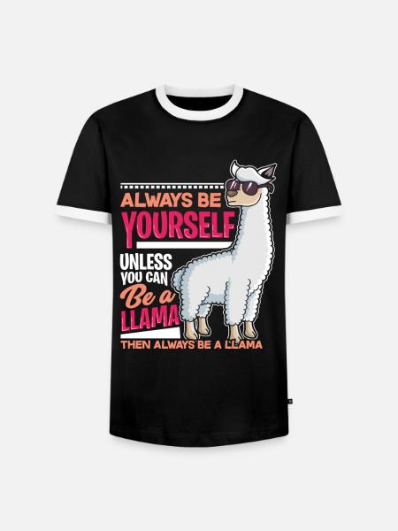 Lama Lustiges Geschenk - Männer Kontrast-T-Shirt - Schwarz/Weiß