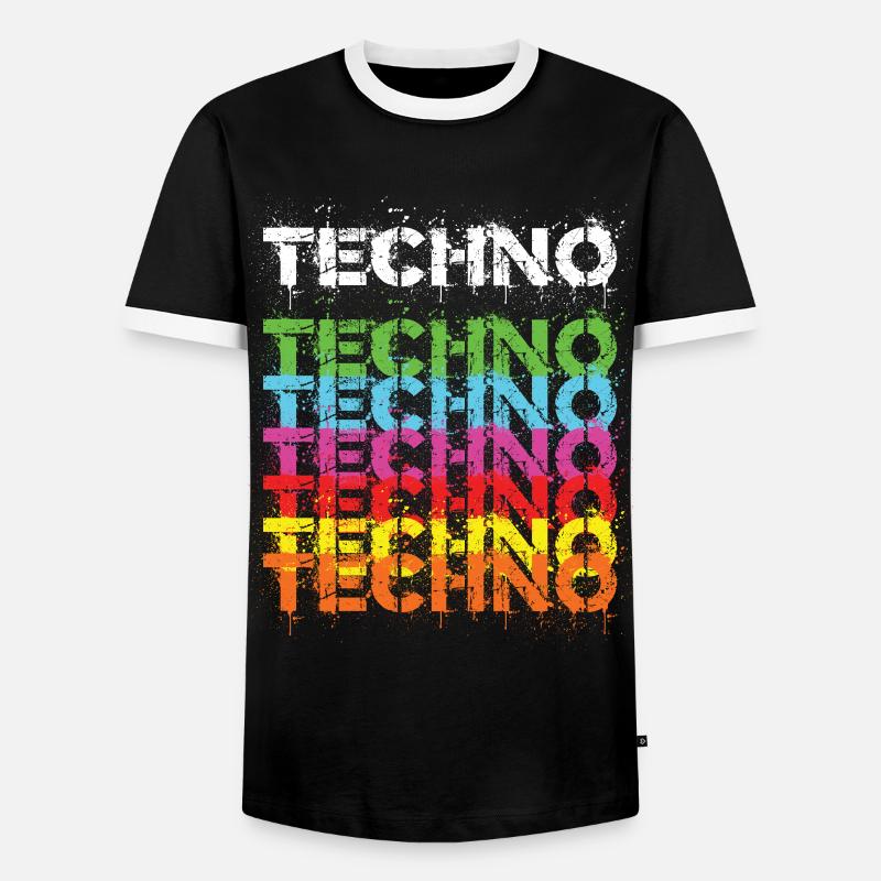 Techno Techno Freak Techno Musik - Männer Kontrast-T-Shirt - Schwarz/Weiß