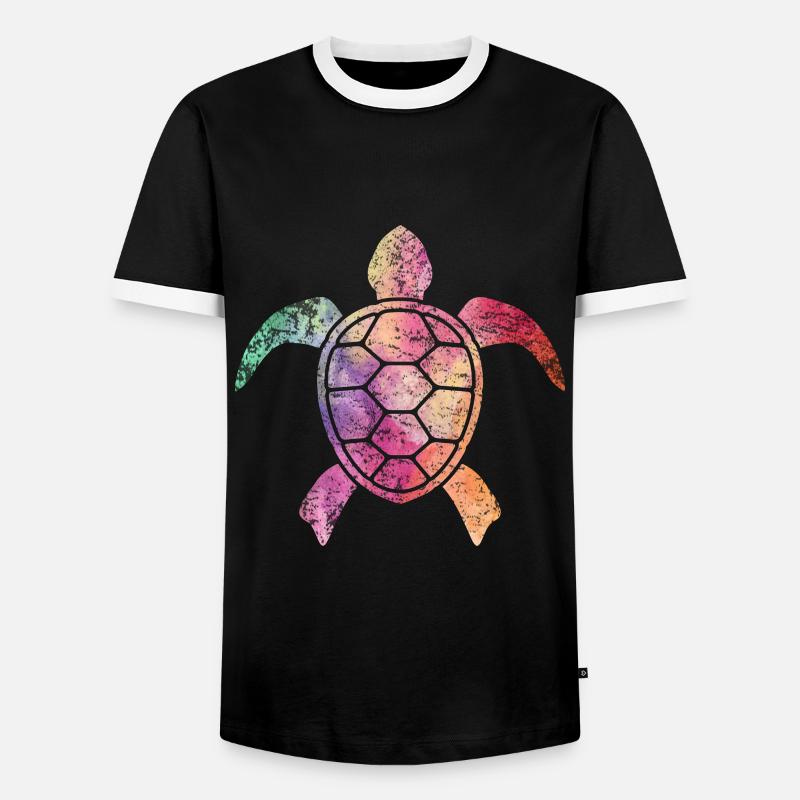 turtle - Men's Ringer Shirt - black/white
