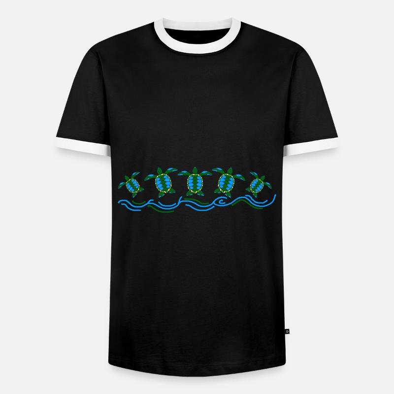 turtle - Men's Ringer Shirt - black/white