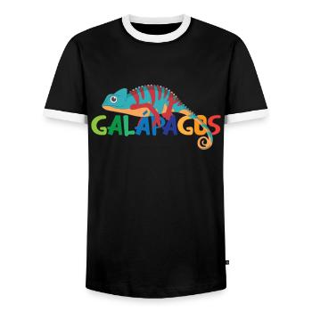 Galapagos Inseln Ecuador Chamäleon Exotisch - Männer Kontrast-T-Shirt - Schwarz/Weiß - Vorne - AI Model Female 172 light (172cm) & AI Model Male 178 light (178cm)