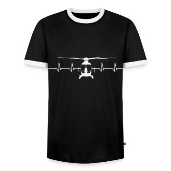 Cadeau de pilote d'hélicoptère de battement de coeur d'hélicoptère - T-shirt contrasté Homme - noir/blanc - Devant - AI Model Female 172 light (172cm) & AI Model Male 178 light (178cm)