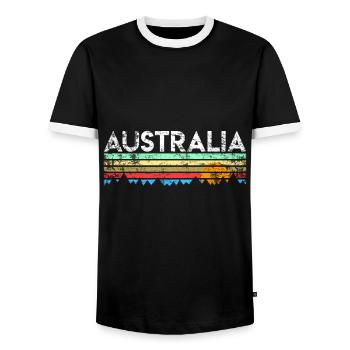 Australia - Men's Ringer Shirt - black/white - Front - AI Model Female 172 light (172cm) & AI Model Male 178 light (178cm)