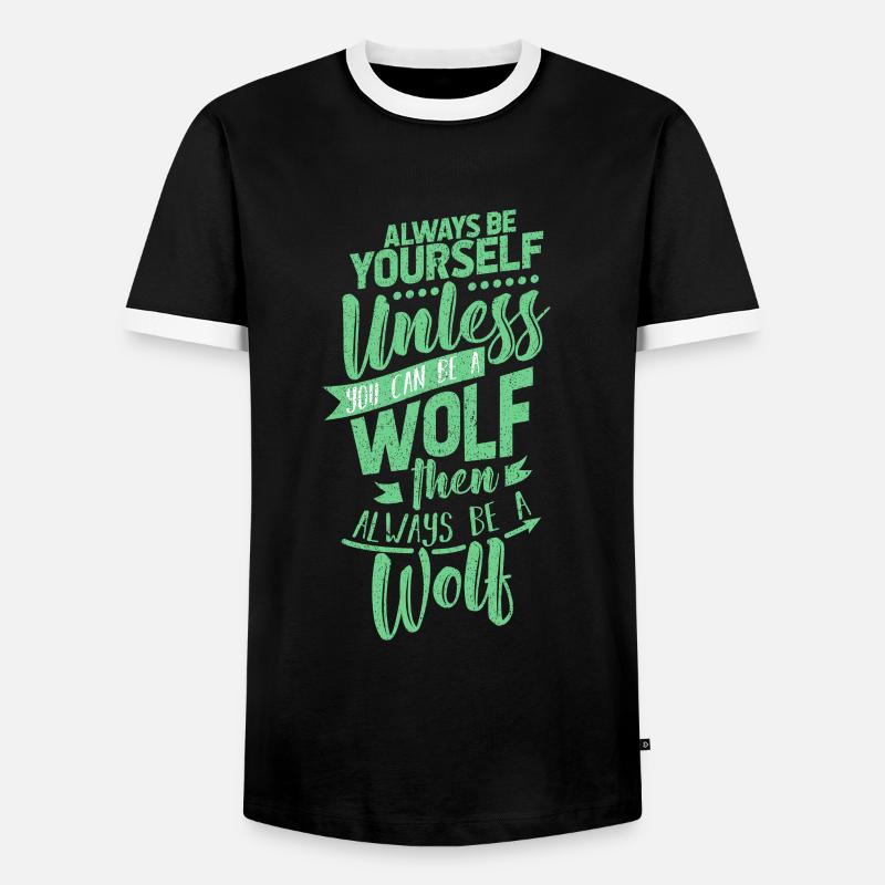Wolf - Männer Kontrast-T-Shirt - Schwarz/Weiß