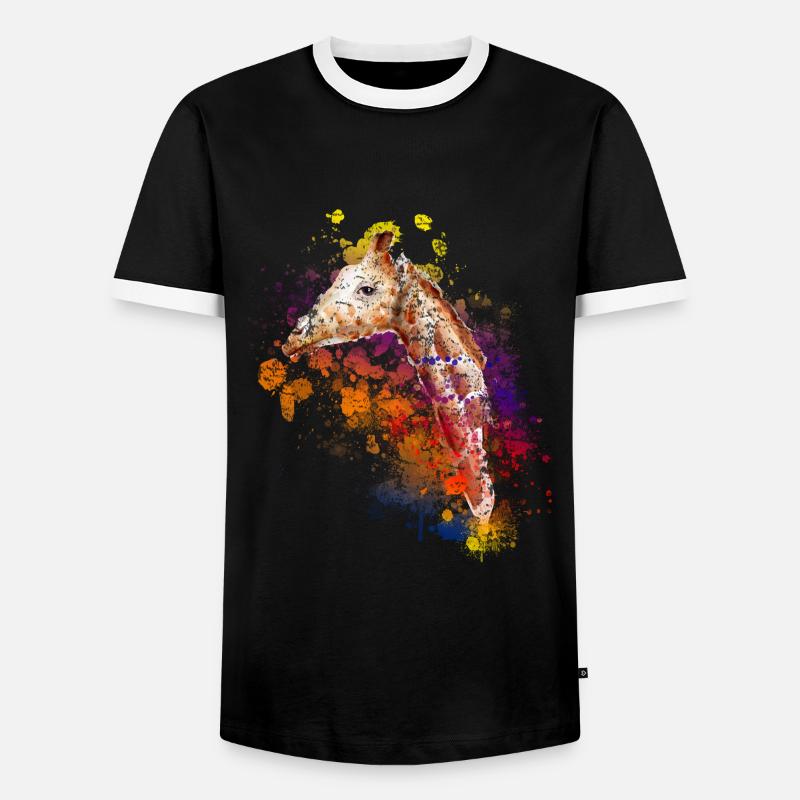 Giraffe - Männer Kontrast-T-Shirt - Schwarz/Weiß