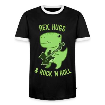 Rex, Hugs and Rock 'n Roll - Männer Kontrast-T-Shirt - Schwarz/Weiß - Vorne - AI Model Female 172 light (172cm) & AI Model Male 178 light (178cm)