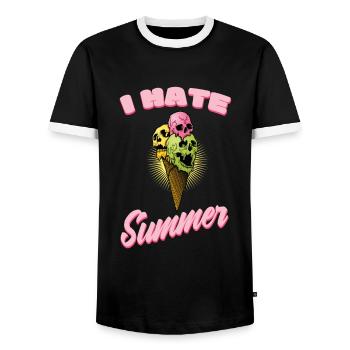 Ich hasse Sommer Eis Totenkopf - Männer Kontrast-T-Shirt - Schwarz/Weiß - Vorne - AI Model Female 172 light (172cm) & AI Model Male 178 light (178cm)