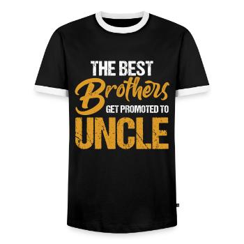 Les meilleurs frères promus au cadeau de l'oncle - T-shirt contrasté Homme - noir/blanc - Devant - AI Model Female 172 light (172cm) & AI Model Male 178 light (178cm)
