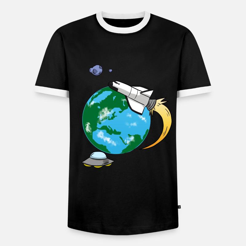 Flying rocket - Men's Ringer Shirt - black/white