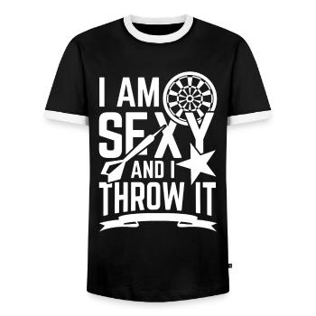 Sexy Darts Dart Dartspieler Dartpfeil Dartboard - Männer Kontrast-T-Shirt - Schwarz/Weiß - Vorne - AI Model Female 172 light (172cm) & AI Model Male 178 light (178cm)