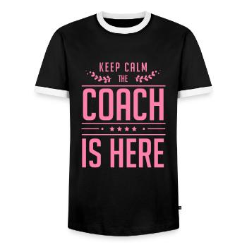 Lebens Coachen - Männer Kontrast-T-Shirt - Schwarz/Weiß - Vorne - AI Model Female 172 light (172cm) & AI Model Male 178 light (178cm)