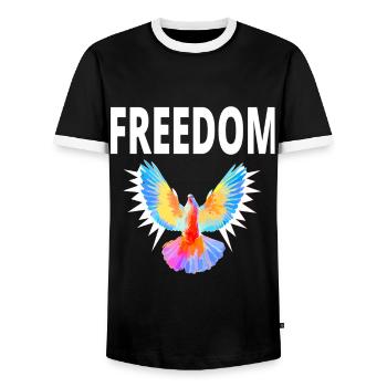 freedom Yog Freiheit George Geschenkidee - Männer Kontrast-T-Shirt - Schwarz/Weiß - Vorne - AI Model Female 172 light (172cm) & AI Model Male 178 light (178cm)