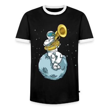 Sousaphone Tshirt Astronaut Brass Band Tuba - Men's Ringer Shirt - black/white - Front - AI Model Female 172 light (172cm) & AI Model Male 178 light (178cm)
