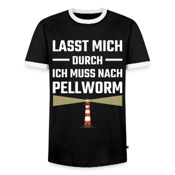 Pellworm Nordsee Strand Sprüche - Männer Kontrast-T-Shirt - Schwarz/Weiß - Vorne - AI Model Female 172 light (172cm) & AI Model Male 178 light (178cm)