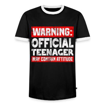 Official teenager - Men's Ringer Shirt - black/white - Front - AI Model Female 172 light (172cm) & AI Model Male 178 light (178cm)