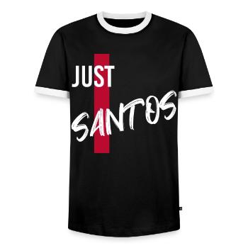 Santos santo - Men's Ringer Shirt - black/white - Front - AI Model Female 172 light (172cm) & AI Model Male 178 light (178cm)