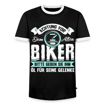 Lustig Motorrad Bike Opa Rente Geschenk Spruch - Männer Kontrast-T-Shirt - Schwarz/Weiß - Vorne - AI Model Female 172 light (172cm) & AI Model Male 178 light (178cm)
