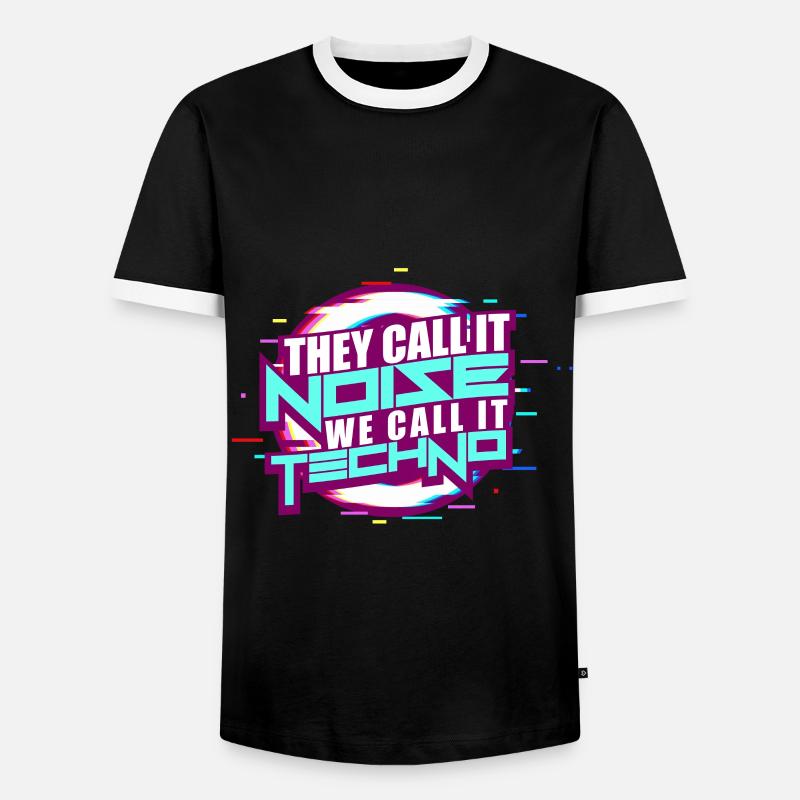 Techno - Männer Kontrast-T-Shirt - Schwarz/Weiß