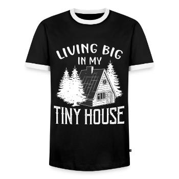 Vivre grand dans ma petite maison - T-shirt contrasté Homme - noir/blanc - Devant - AI Model Female 172 light (172cm) & AI Model Male 178 light (178cm)