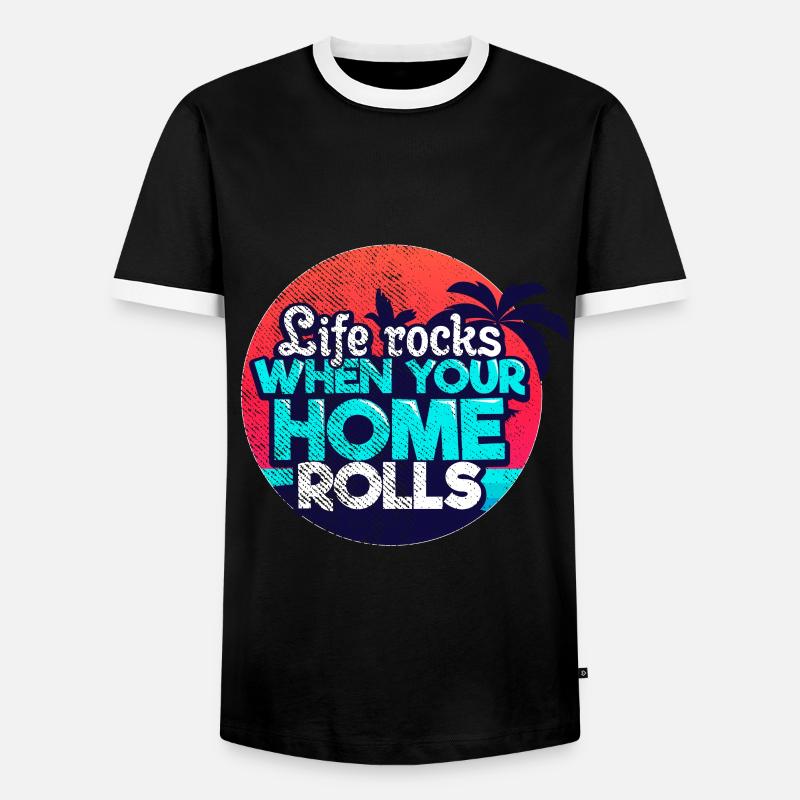 Caravan camping - Men's Ringer Shirt - black/white