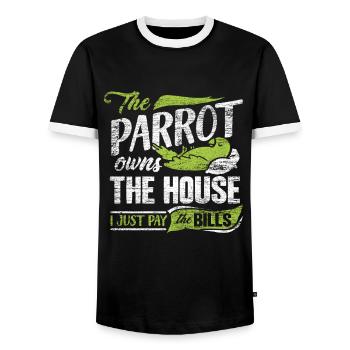 Papagei - Männer Kontrast-T-Shirt - Schwarz/Weiß - Vorne - AI Model Female 172 light (172cm) & AI Model Male 178 light (178cm)