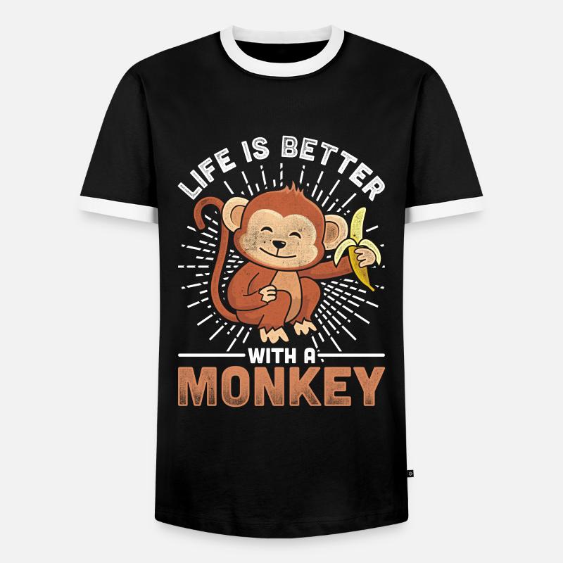 Affe - Männer Kontrast-T-Shirt - Schwarz/Weiß