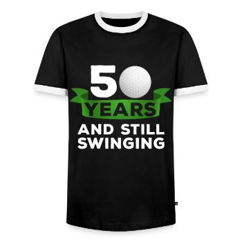 50 years of golfers 50th birthday of golf golfers - Men's Ringer Shirt - black/white - Front - AI Model Female 172 light (172cm) & AI Model Male 178 light (178cm)
